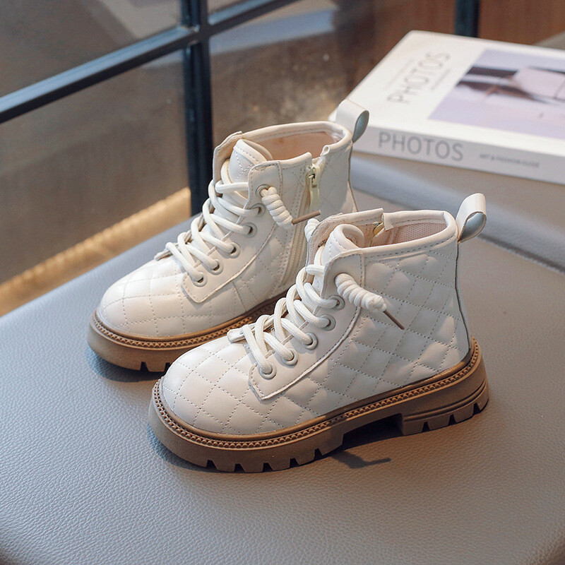 Cizme casual din piele pentru copii Noua toamnă 2023, băieți, fete, modă, zăbrele, anti-alunecare, talpă moale, cu fermoar, cizme, pantofi pentru copii