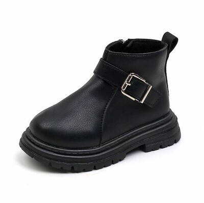 Cizme de toamnă pentru copii Cizme de modă pentru copii Cizme scurte pentru fete băieți din piele Cizme casual elegante pentru copii Pantofi sport cu fermoar lateral