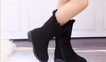 Fashion Arrival Girls Nubuck Δερμάτινες μπότες Mid-calf Princess Vintage μπότες για παιδιά Μαλακά υποδήματα αντιολισθητικά Μέγεθος Botas