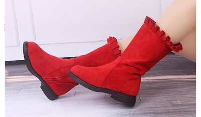 Sosire la modă Cizme din piele nubuck pentru fete Cizme vintage prințesă la mijlocul gambei pentru copii Încălțăminte moale Botas antiderapante Dimensiune