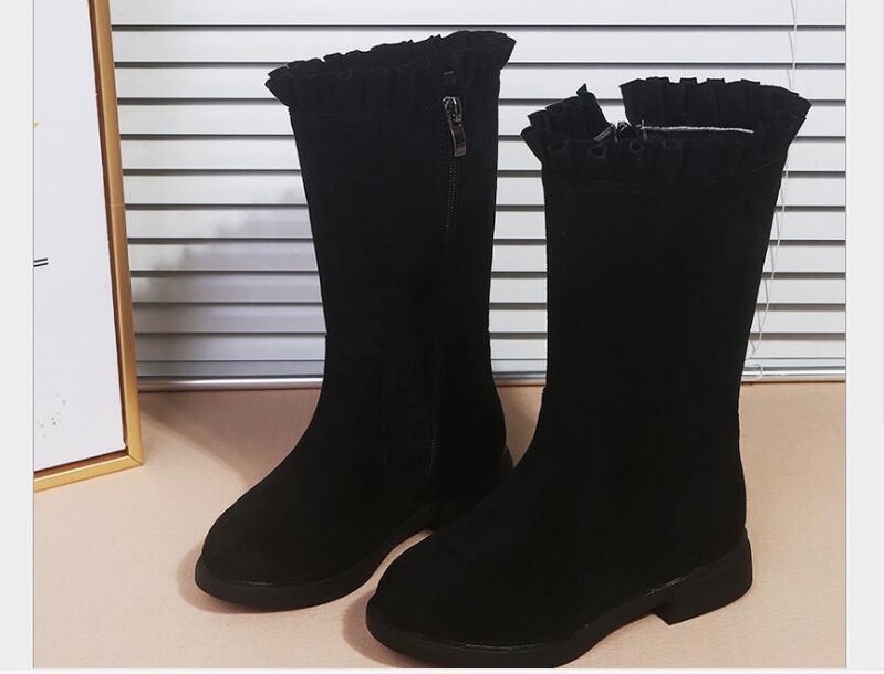 Sosire la modă Cizme din piele nubuck pentru fete Cizme vintage prințesă la mijlocul gambei pentru copii Încălțăminte moale Botas antiderapante Dimensiune