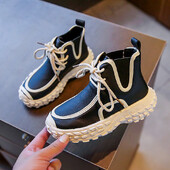 Αγόρια Μαύρα Απλές Μπότες Casual Sport Μαλακό Αθλητικά Παπούτσια Παιδική Μόδα Παιδικά Κοριτσίστικα Σχολικά Κοντά Μποτάκια Άνοιξη Φθινόπωρο μονό παπούτσι