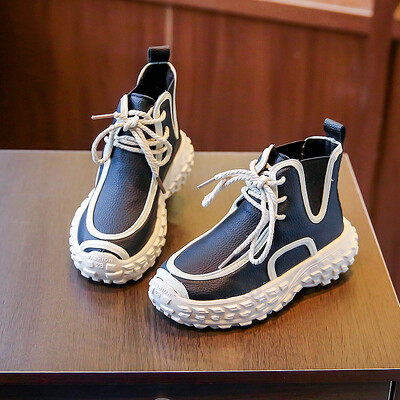 Αγόρια Μαύρα Απλές Μπότες Casual Sport Μαλακό Αθλητικά Παπούτσια Παιδική Μόδα Παιδικά Κοριτσίστικα Σχολικά Κοντά Μποτάκια Άνοιξη Φθινόπωρο μονό παπούτσι