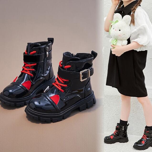 Cizme de zăpadă calde pentru copii pentru copii noi pentru copii mici, iarnă, prințesă, pantofi pentru copii, anti-alunecare, cu vârf rotund, cizme de modă din piele pentru fete