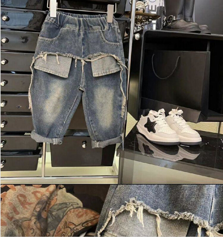 Blugi pentru băieți de primăvară și toamnă Pantaloni largi de fete, ocazional, drepți, îmbrăcăminte pentru copii frumoși Pantaloni de îmbrăcăminte pentru copii