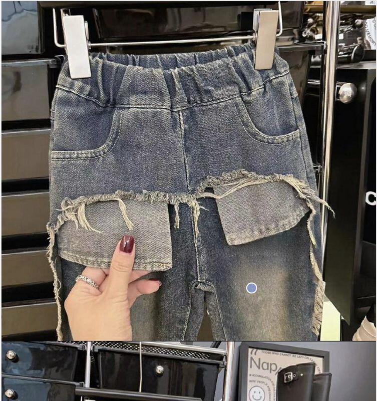 Blugi pentru băieți de primăvară și toamnă Pantaloni largi de fete, ocazional, drepți, îmbrăcăminte pentru copii frumoși Pantaloni de îmbrăcăminte pentru copii