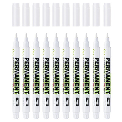 10 τμχ Αλκοολική βαφή Oily Tire Painting Στυλό Graffiti Αδιάβροχο Λευκό Μαρκαδόρο Μόνιμη στυλό gel για ύφασμα Ξύλο Δέρμα 1,0mm