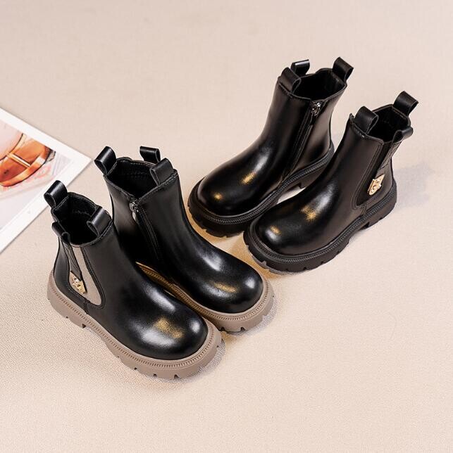 Copii Încălțăminte din bumbac Copii Cizme calde Anti-alunecare rezistente la uzură Băieți Fete Pantofi din piele Bebeluși Cizme de zăpadă la modă în stil britanic