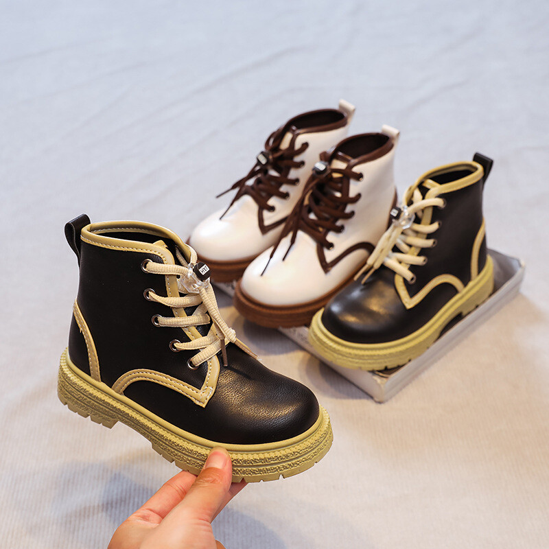 Toamnă Versatile Fete Copii Cizme Causal Scurte Cizme din piele Moda Anti-alunecare Cauciuc Talpa moale Copii Causal Chic Pantofi Hot