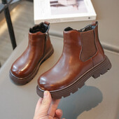 Tüdrukute saapad Briti stiilis laste talvesaapad Moodsad ühevärvilised mitmekülgsed pehmed laste puuvillased pahkluu saapad poistele libisemiskindlad