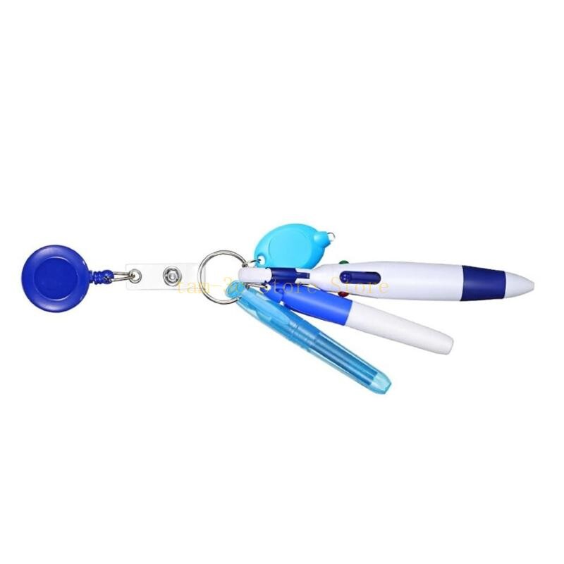 5-ühes märgirullid markeri, mitmevärvilise pastapliiatsi ja valgusega õearstile, sissetõmmatavate märkide rullide hoidja