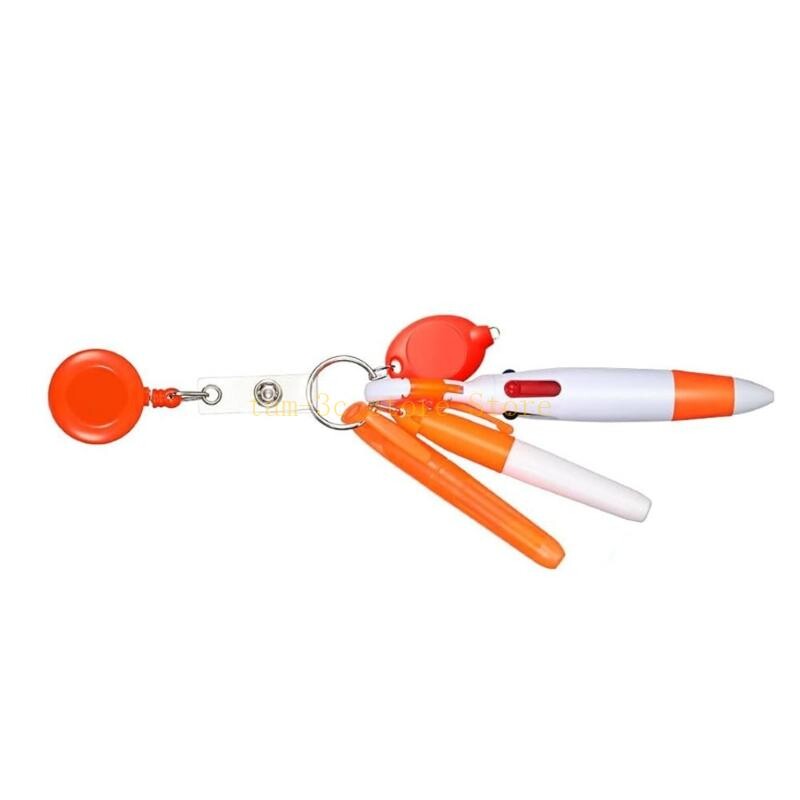 5-ühes märgirullid markeri, mitmevärvilise pastapliiatsi ja valgusega õearstile, sissetõmmatavate märkide rullide hoidja