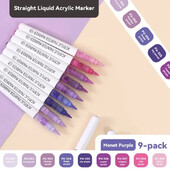 Marcatori acrilici, 9 culori, pixuri portabile de pictură colorate, pentru copii, cadou, graffiti, pentru piatră, sticlă, carcasă, pantofi, bricolaj, artizanat6