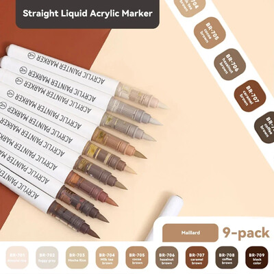 Marcatori acrilici, 9 culori, pixuri portabile de pictură colorate, pentru copii, cadou, graffiti, pentru piatră, sticlă, carcasă, pantofi, bricolaj, artizanat6