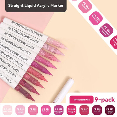 Marcatori acrilici, 9 culori, pixuri portabile de pictură colorate, pentru copii, cadou, graffiti, pentru piatră, sticlă, carcasă, pantofi, bricolaj, artizanat6