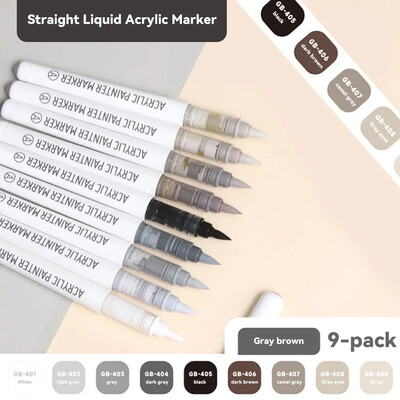 Marcatori acrilici, 9 culori, pixuri portabile de pictură colorate, pentru copii, cadou, graffiti, pentru piatră, sticlă, carcasă, pantofi, bricolaj, artizanat6