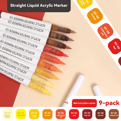 Marcatori acrilici, 9 culori, pixuri portabile de pictură colorate, pentru copii, cadou, graffiti, pentru piatră, sticlă, carcasă, pantofi, bricolaj, artizanat6