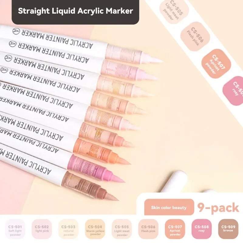 Marcatori acrilici, 9 culori, pixuri portabile de pictură colorate, pentru copii, cadou, graffiti, pentru piatră, sticlă, carcasă, pantofi, bricolaj, artizanat6