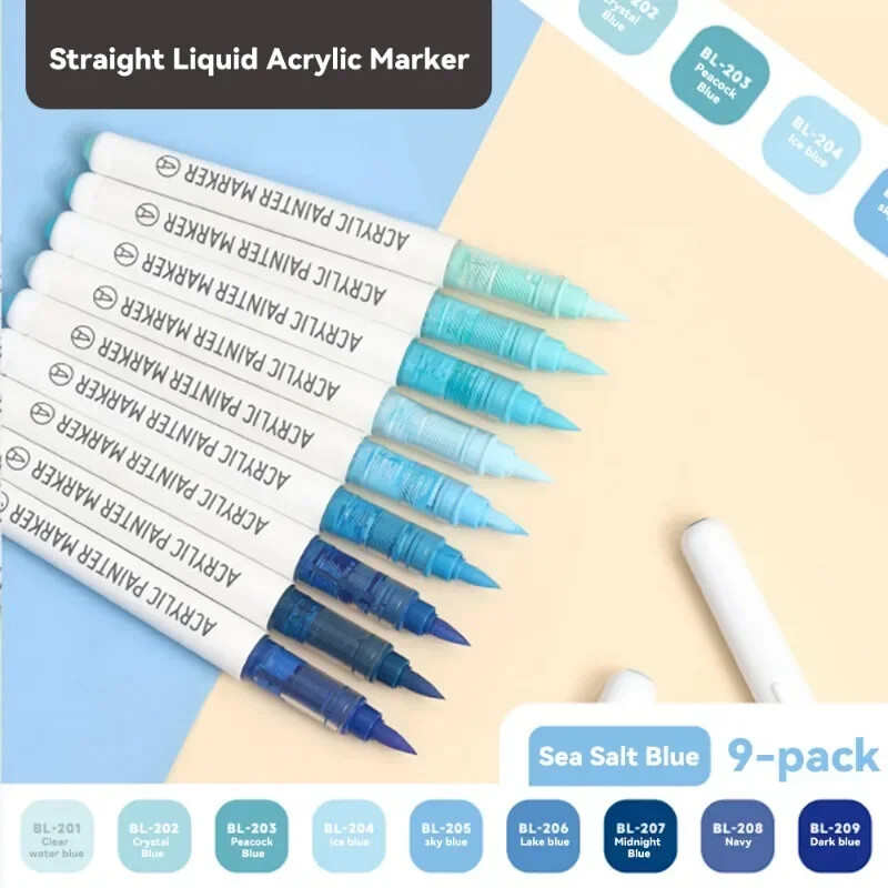 Marcatori acrilici, 9 culori, pixuri portabile de pictură colorate, pentru copii, cadou, graffiti, pentru piatră, sticlă, carcasă, pantofi, bricolaj, artizanat6