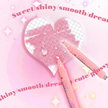 Kawaii Glitter Highlighters για το Σχολείο 4 τμχ/Σετ Γυαλιστερό Scrapbook Doodle Pens Σημειωτές Σημειώσεις Σημειώσεις για παιδιά Παιδική γραφική ύλη