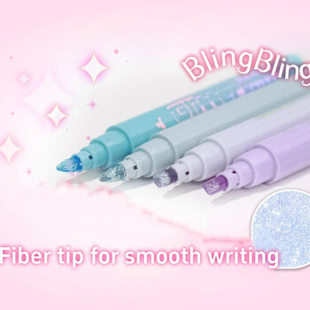 Kawaii Glitter Highlighters για το Σχολείο 4 τμχ/Σετ Γυαλιστερό Scrapbook Doodle Pens Σημειωτές Σημειώσεις Σημειώσεις για παιδιά Παιδική γραφική ύλη