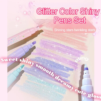 Kawaii Glitter Highlighters για το Σχολείο 4 τμχ/Σετ Γυαλιστερό Scrapbook Doodle Pens Σημειωτές Σημειώσεις Σημειώσεις για παιδιά Παιδική γραφική ύλη