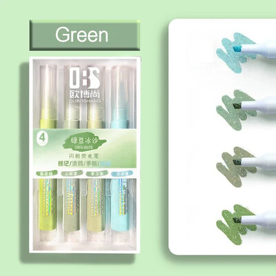 Kawaii Блестящи хайлайтери за училище 4 бр./компл. Блестящ лексикон Doodle химикалки Бележник Маркери за хайлайтове Детски студентски канцеларски материали