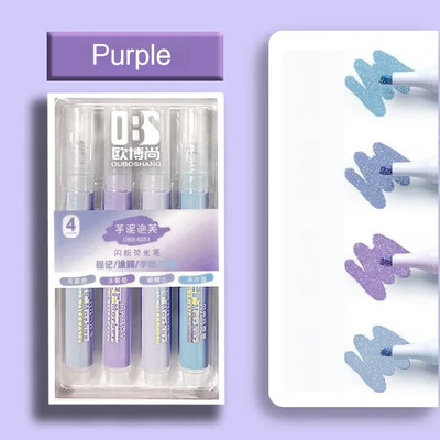 Kawaii Блестящи хайлайтери за училище 4 бр./компл. Блестящ лексикон Doodle химикалки Бележник Маркери за хайлайтове Детски студентски канцеларски материали