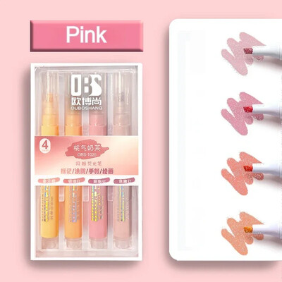 Kawaii Блестящи хайлайтери за училище 4 бр./компл. Блестящ лексикон Doodle химикалки Бележник Маркери за хайлайтове Детски студентски канцеларски материали