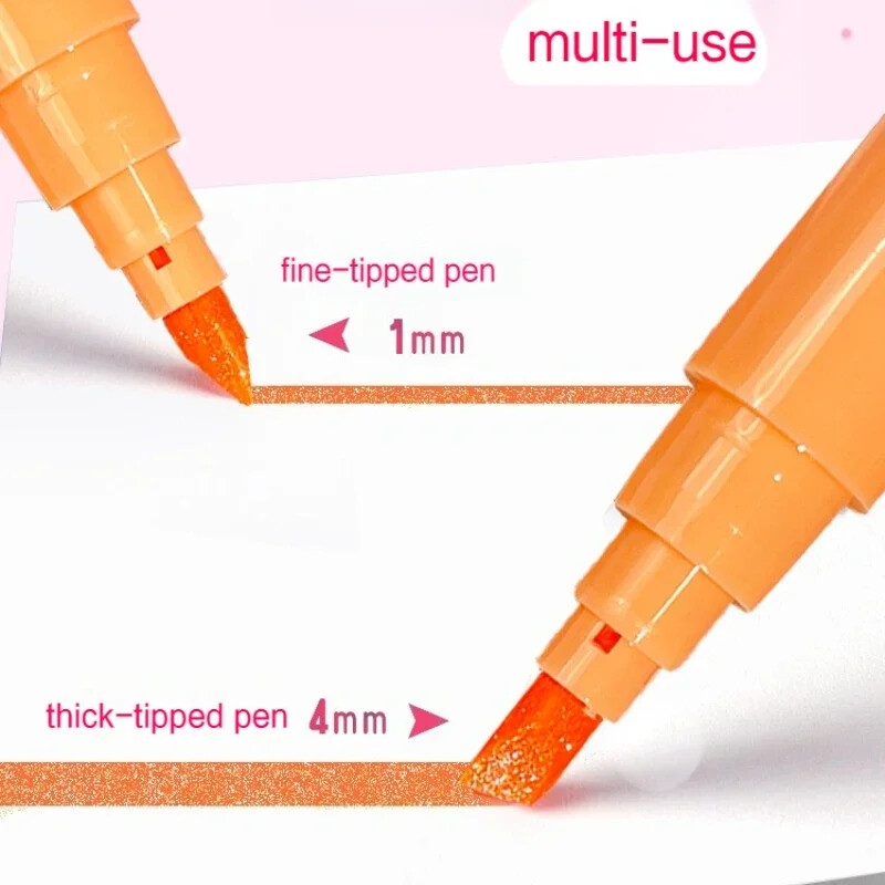 Kawaii Блестящи хайлайтери за училище 4 бр./компл. Блестящ лексикон Doodle химикалки Бележник Маркери за хайлайтове Детски студентски канцеларски материали