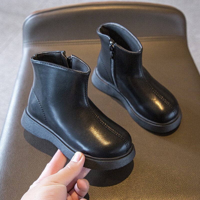 Moda Bebeluși Fetițe Cizme Martin Copii Toddler Cizme scurte Pantofi pentru studenți Impermeabil în aer liber Toamnă Primăvară Cizme noi anti-alunecare Negru