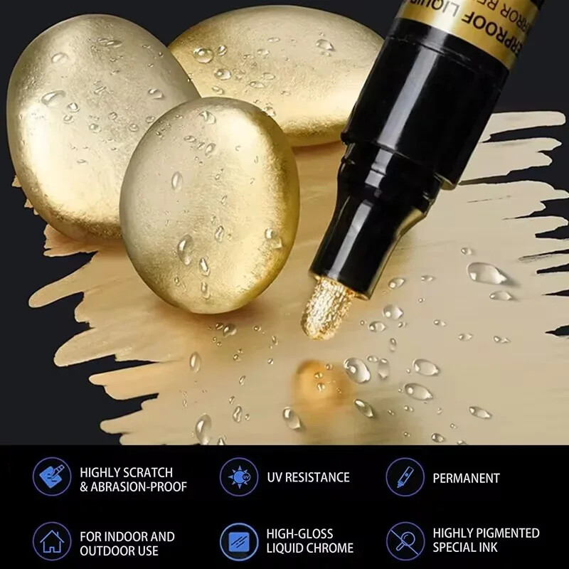 Ogledalo u 3 boje Galvanski marker Zlato Srebro Bakreni model Igračka za popravak Tekuća kromirana olovka DIY Reflektirajuća metalna olovka