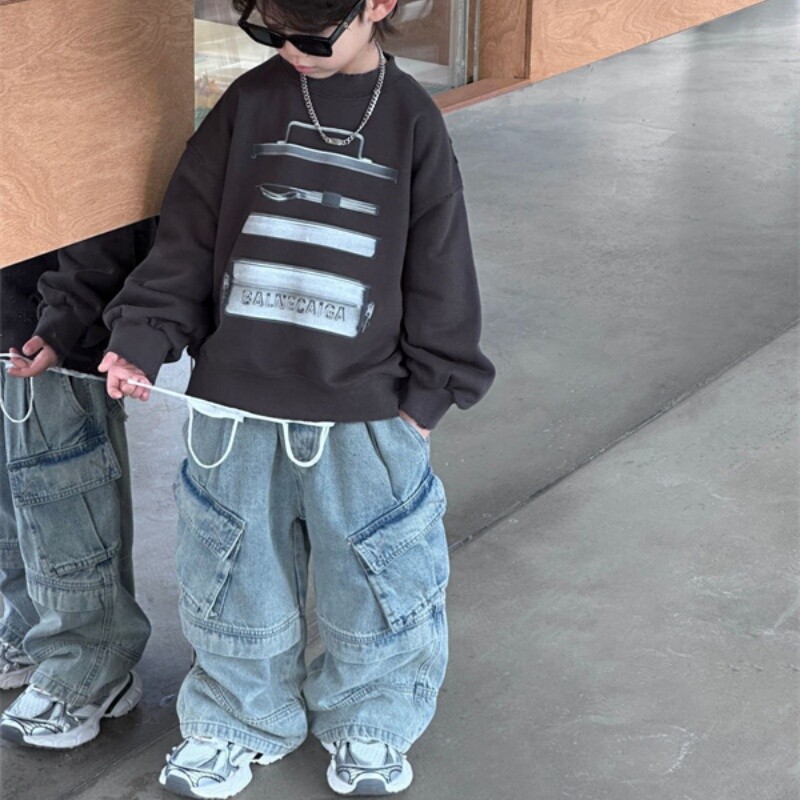 Pantaloni Jeans băieți Pantaloni lungi Bumbac 2024 Nou Sosire Primăvară Toamnă Pantaloni copii pentru copii Adolescenți Îmbrăcăminte pentru copii