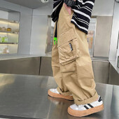 Băieți Pantaloni Cargo Copii Vintage Streetwear Pantaloni drepti Copii Primăvară Toamnă Pantaloni largi cu picioare largi Adolescent Îmbrăcăminte casual