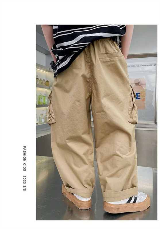 Băieți Pantaloni Cargo Copii Vintage Streetwear Pantaloni drepti Copii Primăvară Toamnă Pantaloni largi cu picioare largi Adolescent Îmbrăcăminte casual