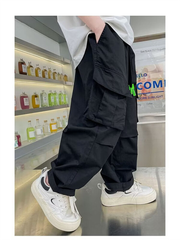 Băieți Pantaloni Cargo Copii Vintage Streetwear Pantaloni drepti Copii Primăvară Toamnă Pantaloni largi cu picioare largi Adolescent Îmbrăcăminte casual