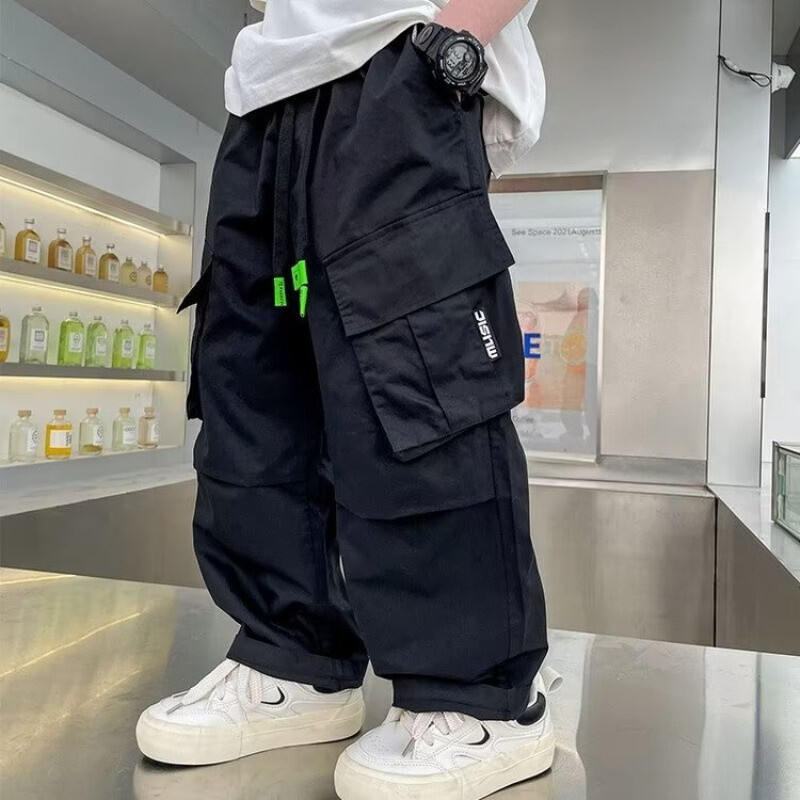 Băieți Pantaloni Cargo Copii Vintage Streetwear Pantaloni drepti Copii Primăvară Toamnă Pantaloni largi cu picioare largi Adolescent Îmbrăcăminte casual