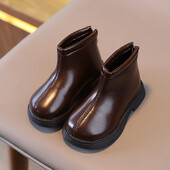 Cizme noi de bumbac pentru copii Cizme scurte pentru fete iarna rezistente la vant Pantofi caldi din piele pentru copii Moda studenti Băieți Ghete antiderapante H489