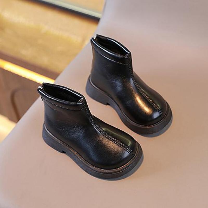 Cizme noi de bumbac pentru copii Cizme scurte pentru fete iarna rezistente la vant Pantofi caldi din piele pentru copii Moda studenti Băieți Ghete antiderapante H489