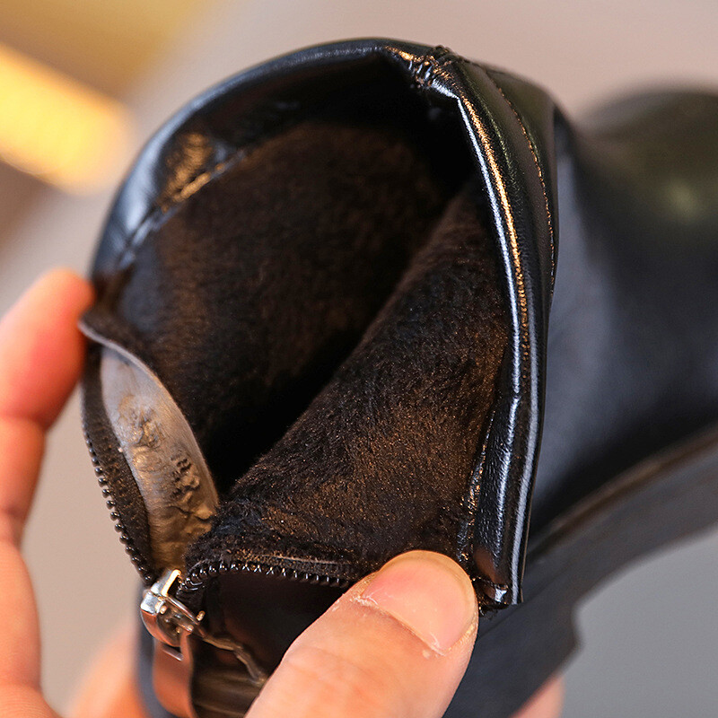 Cizme noi de bumbac pentru copii Cizme scurte pentru fete iarna rezistente la vant Pantofi caldi din piele pentru copii Moda studenti Băieți Ghete antiderapante H489