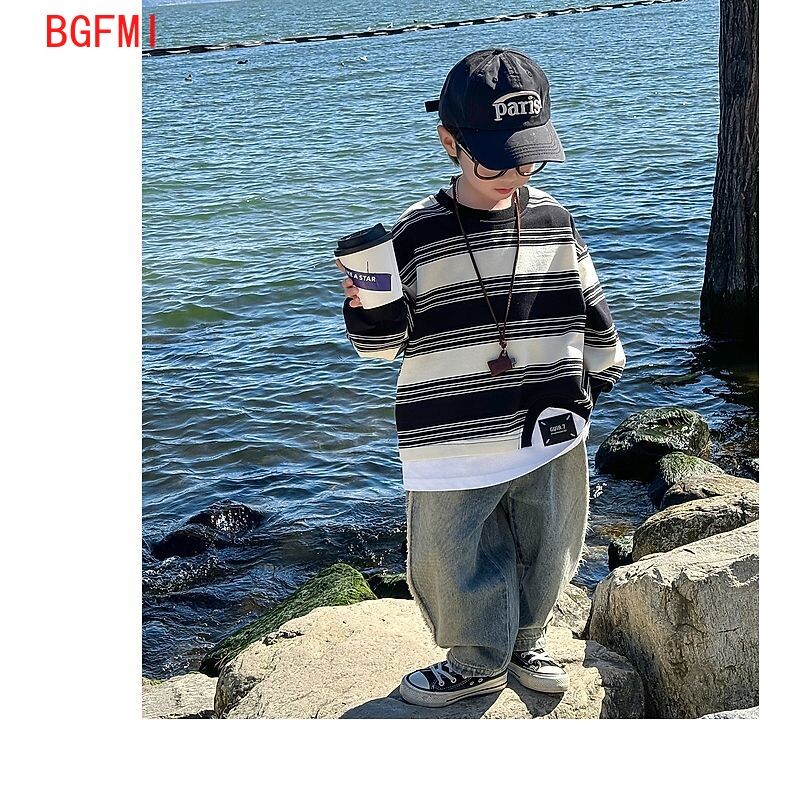 Teismelised, lapsed, tänavarõivad, püksid, poisid, korea lasteriided, 2024. aasta kevad, uued püksid, sirge silinder, teksad, elastne vöökoht