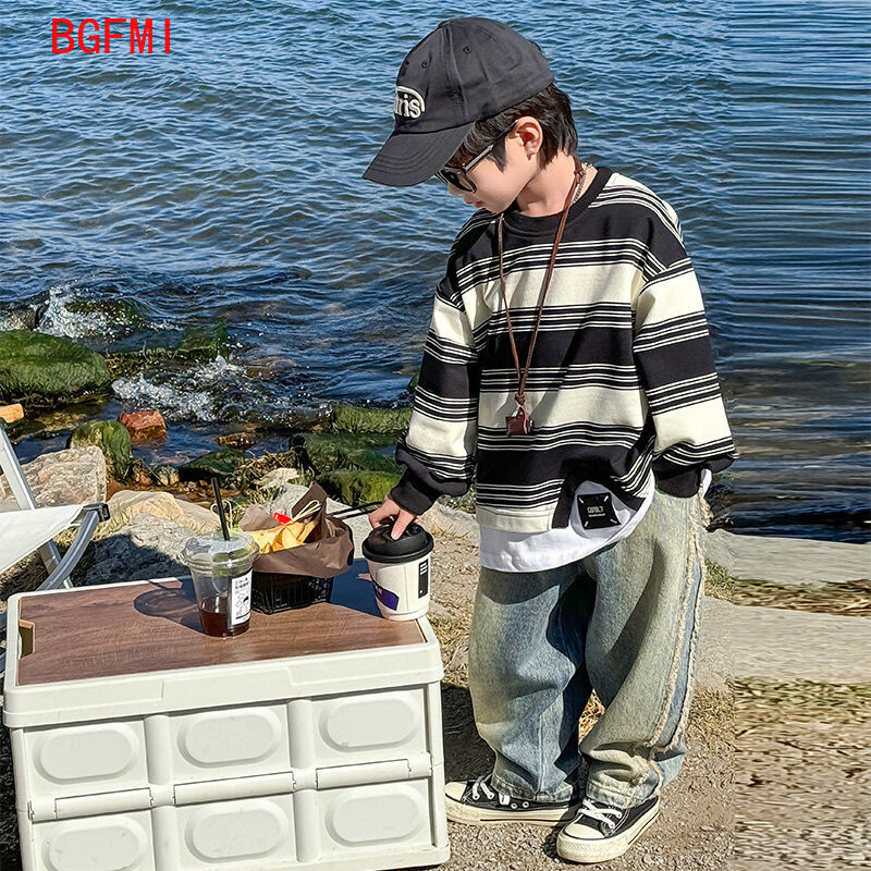 Teismelised, lapsed, tänavarõivad, püksid, poisid, korea lasteriided, 2024. aasta kevad, uued püksid, sirge silinder, teksad, elastne vöökoht