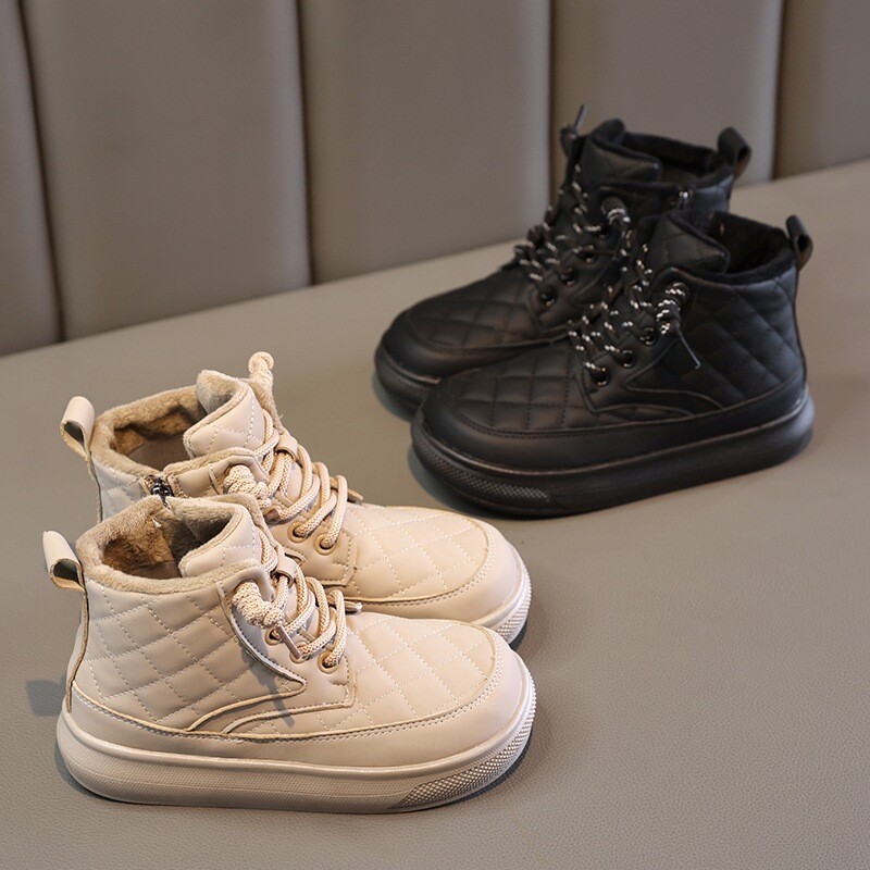 Pantofi pentru copii Ghete pentru fetiță 2023 Culoare uni Cizme de iarnă versatile pentru copii Moda Causal Copii școlari Cizme simple de bumbac