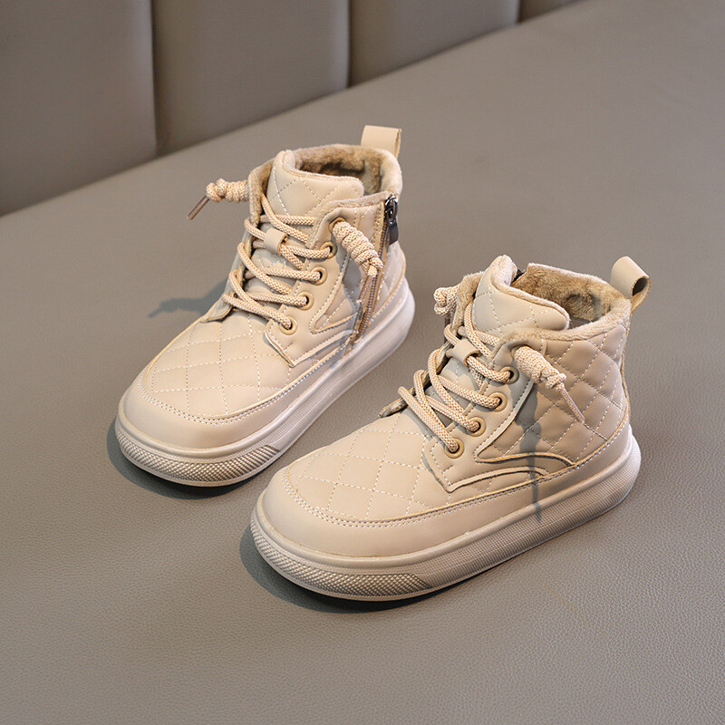 Pantofi pentru copii Ghete pentru fetiță 2023 Culoare uni Cizme de iarnă versatile pentru copii Moda Causal Copii școlari Cizme simple de bumbac