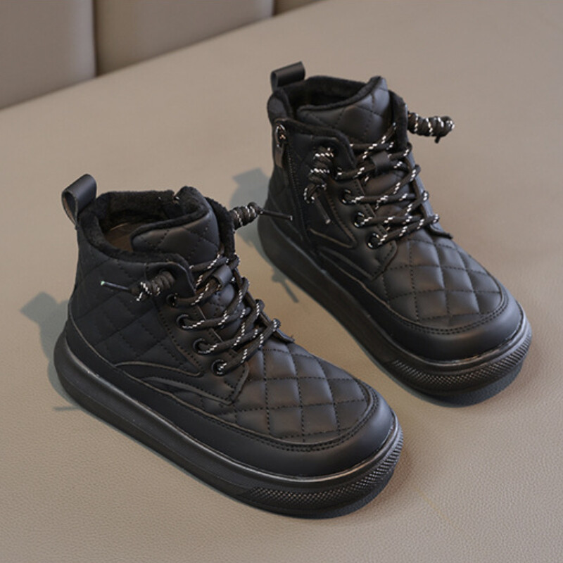 Pantofi pentru copii Ghete pentru fetiță 2023 Culoare uni Cizme de iarnă versatile pentru copii Moda Causal Copii școlari Cizme simple de bumbac