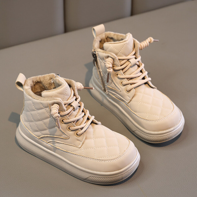 Pantofi pentru copii Ghete pentru fetiță 2023 Culoare uni Cizme de iarnă versatile pentru copii Moda Causal Copii școlari Cizme simple de bumbac