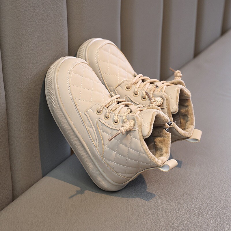 Pantofi pentru copii Ghete pentru fetiță 2023 Culoare uni Cizme de iarnă versatile pentru copii Moda Causal Copii școlari Cizme simple de bumbac