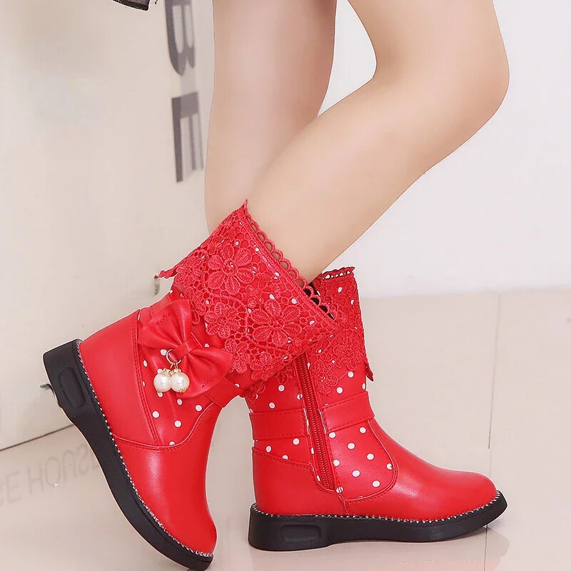 детская обувь Cizme la modă pentru fete Pantofi noi din bumbac pentru copii Cizme pentru fete cu fundă Cizme pentru zăpadă pentru studenți Cizme pentru copii de pluș Cizme pentru fete