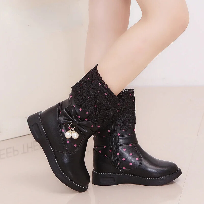 детская обувь Cizme la modă pentru fete Pantofi noi din bumbac pentru copii Cizme pentru fete cu fundă Cizme pentru zăpadă pentru studenți Cizme pentru copii de pluș Cizme pentru fete