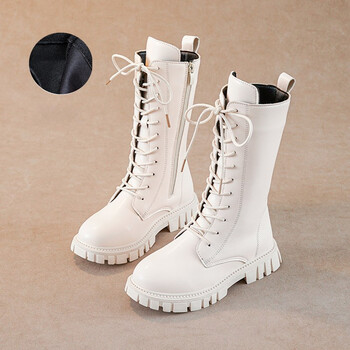 Girls Princess High Boots Μαύρο Μπεζ Ευέλικτο Παιδικές Μπότες Causal Άνοιξη Φθινόπωρο Αντιολισθητικές Παιδικές Μακριές Μπότες μονόχρωμες PU